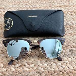 Ray-Ban Clubmaster Chromance Lenses RB3016 Sunglasses in Havana On Gold